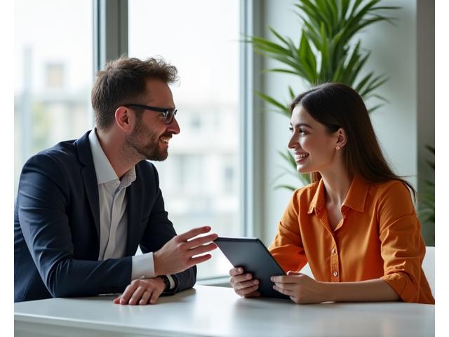Coach de Nexa Coral interactuando con un emprendedor en una sesión de coaching, ambos enfocados y productivos.