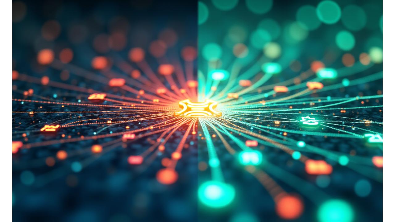 Representación visual de un ecosistema de herramientas digitales interconectadas, con iconos de diversas aplicaciones fluyendo armoniosamente entre sí en lugar de estar aisladas.