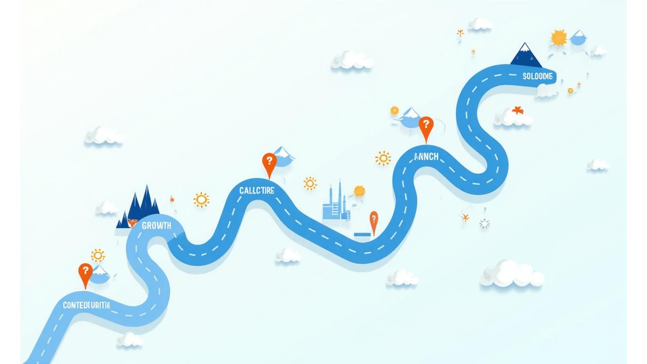 Mapa conceptual del camino emprendedor con hitos y desafíos en el contexto de Bogotá, Colombia